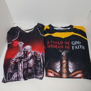 2 Knights Templar Adult Sz Sm T-Shirt Warrior Of Christ Cross Graphic Lot‎ Of 2